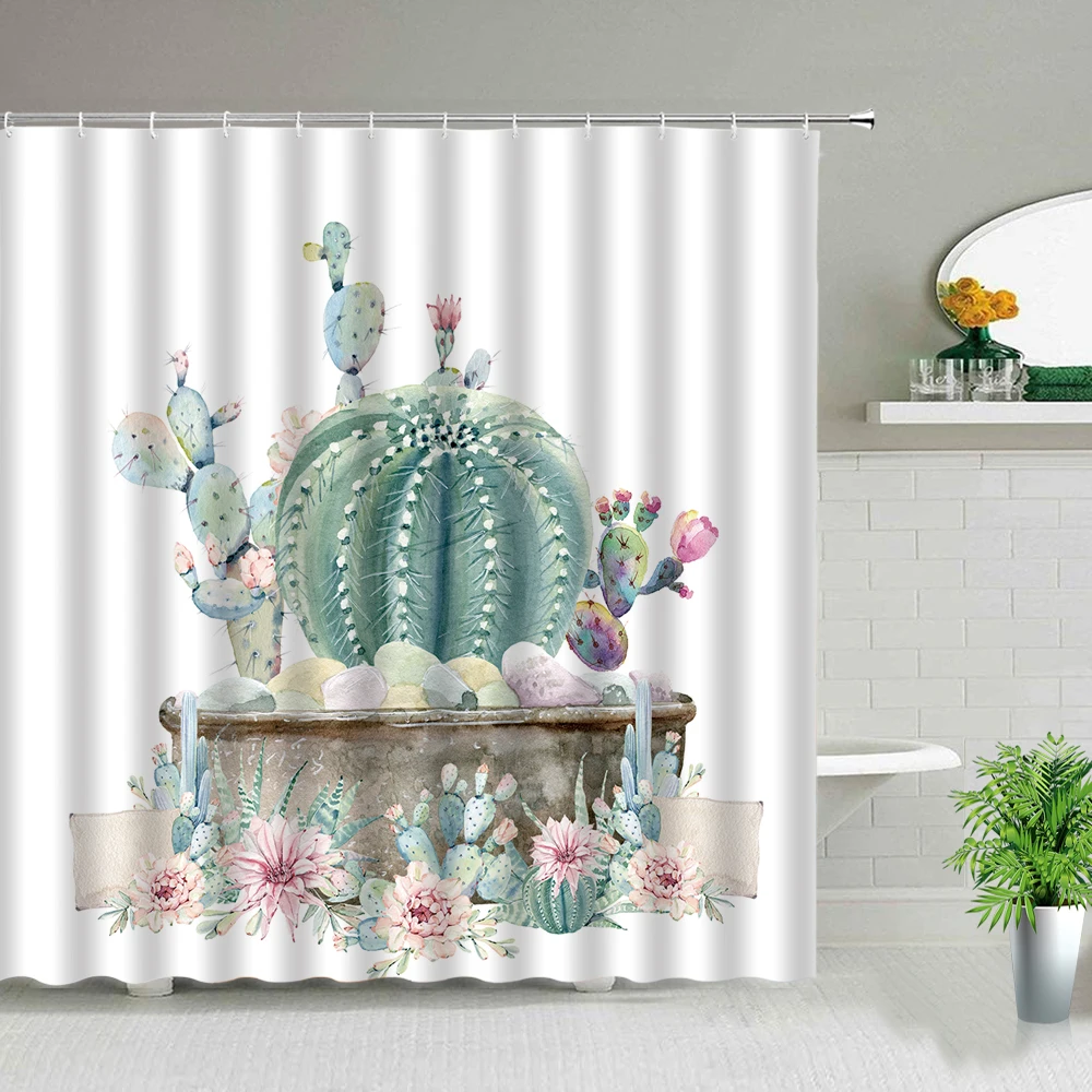 

Занавеска для душа с изображением тропических растений, кактуса, цветов, Красного грузовика, подсолнуха, для ванной комнаты, водонепроницаемая занавеска для ванны, набор с крючком