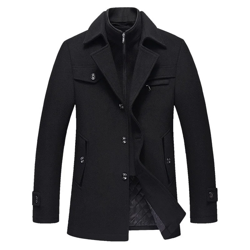 

Casual Brand Men Blends Coats Autumn Winter New High Quality Solid Color Men's Wool Coat Male Fashion Wool Coat Tops
