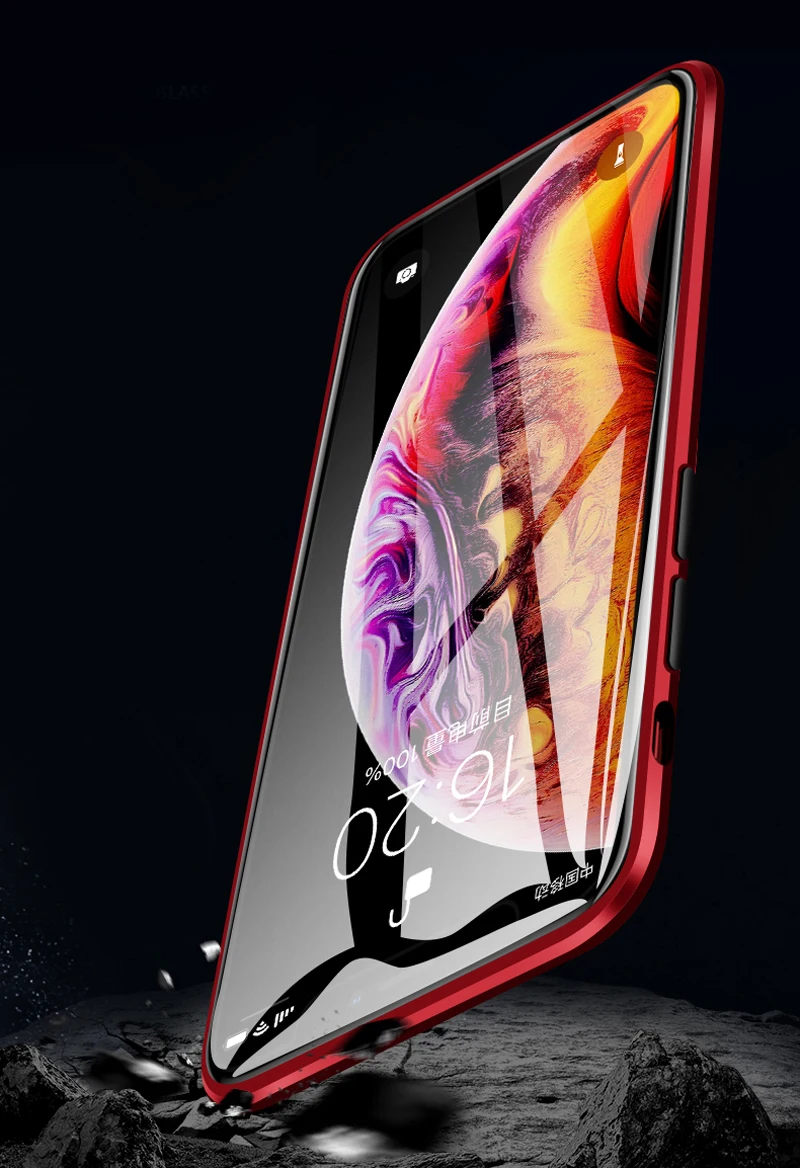 Magnetic Metal Double Side Glass Phone Case For iphone 11 Pro XR X XS Max 360 5