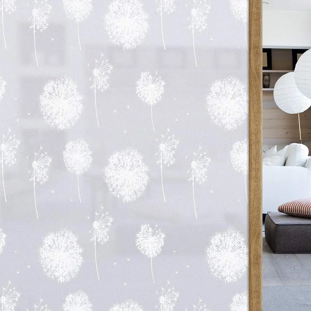 

Privacy Window Film Frosted Christmas Window Glass Sticker Decorative Self Adhesive Dandelion Pattern for Xmas Holiday Bathroom
