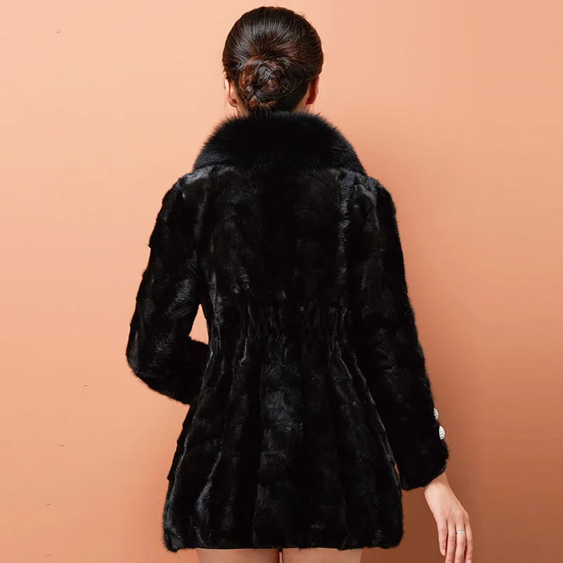 

Fur Luxury Real 2020 Coat Mink Coats Women Winter Thicken Warm Female Jacket Fur Coats Natural Fox Fur Collar Plus Size Cothes s