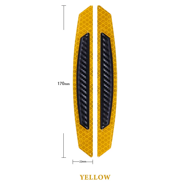 Big Yellow 4 шт./упак. двери автомобиля бампер Светоотражающие Стикеры анти-столкновения углеродного волокна Стикеры s со светоотражающими элементами предупреждающий для автомобильного стайлинга авто - Цвет: Big Yellow