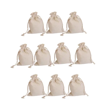 

10Pcs Simple Grid Cotton Linen Fabric Dust Cloth Bag Clothes Socks/Underwear Shoes Receive Bag Home Sundry Kids Toy Storage Bags