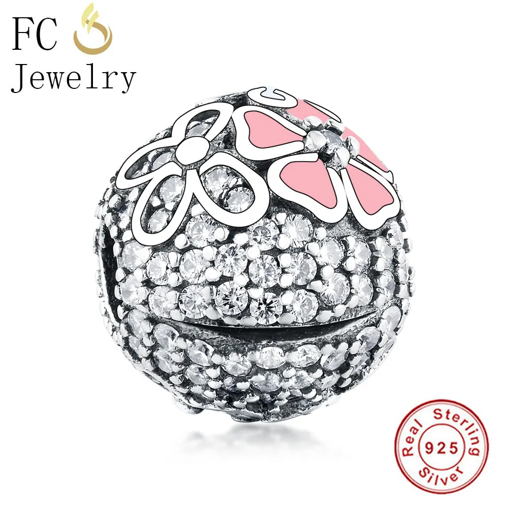 FC0506 FC ювелирное изделие, браслет Pandora, 925 серебро, сердце, цветок, эмаль, цирконий, замок, фиксатор, бусина, рефлексион, Berloque - Цвет: FC0506