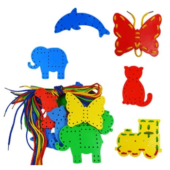 

Lacing Tracing Threading Board Toy Puzzle Children Kids Baby Fruit Animal Tank Ship Montessori Preschool Educational