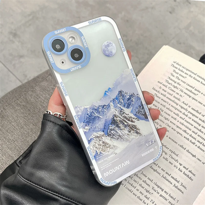 Retro Moon night Late cloud Phone Case For iPhone 13 Pro 11 12Pro Max XR XS Max 7 8 Plus X Lens Protection Shockproof Soft Cover