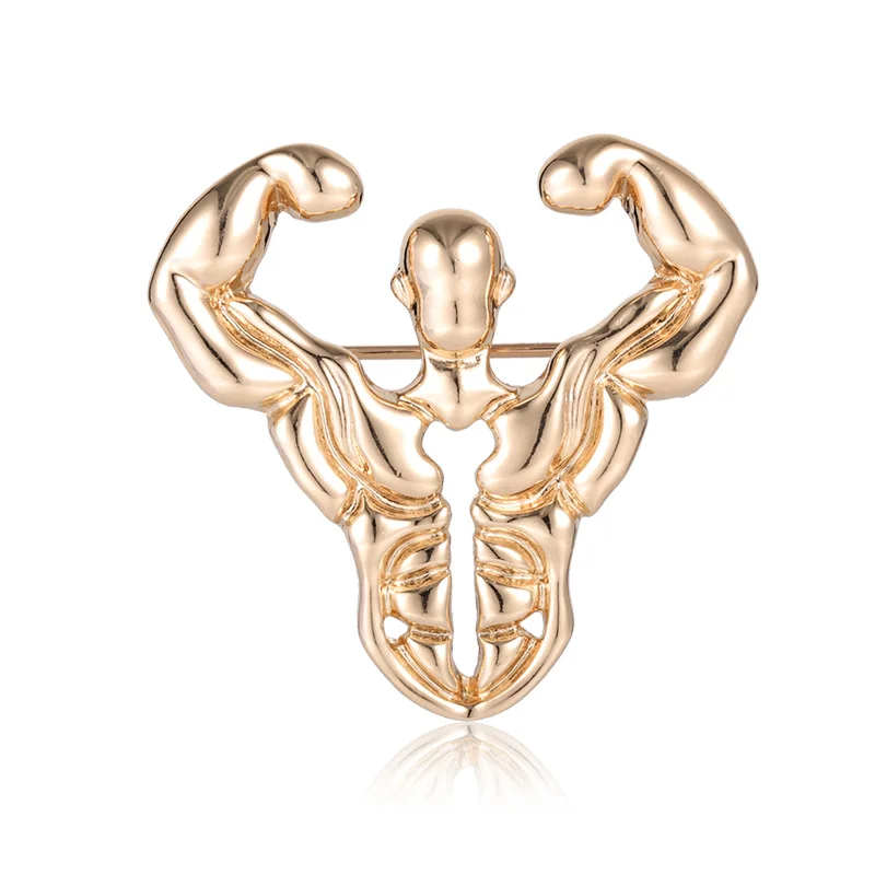 Gold Color Funmor стиль мускулистый человек шпильки фитнес брошь из сплава для женщин и мужчин Спорт работа украшения аксессуары Футболка Блузка Bijoux подарки - Окраска металла: Gold Color