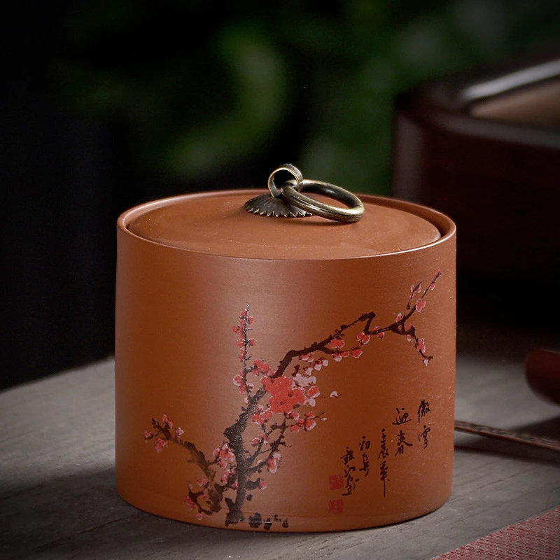 CHANSHOVA китайский Zisha чайник Meilan Zhuju Sijunzi керамический сухой товар небольшой запечатанный Копилка чайная коробка чайный контейнер - Цвет: 1