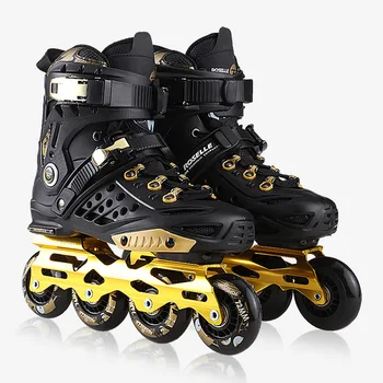 

JAPY Skate Roselle Inline Skates Black Golden Professional Slalom Inline Skates Roller Free Skating Shoes Sliding Patines