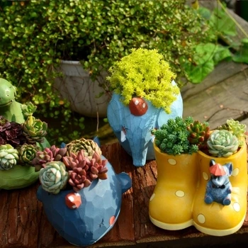 

whale giraffe elephant pots succulents animal nursery