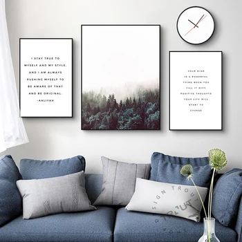 

Nordic Canvas Painting Black White Scenery Letter Painting Wall Art Poster Pictures for Living Room Home Decoration