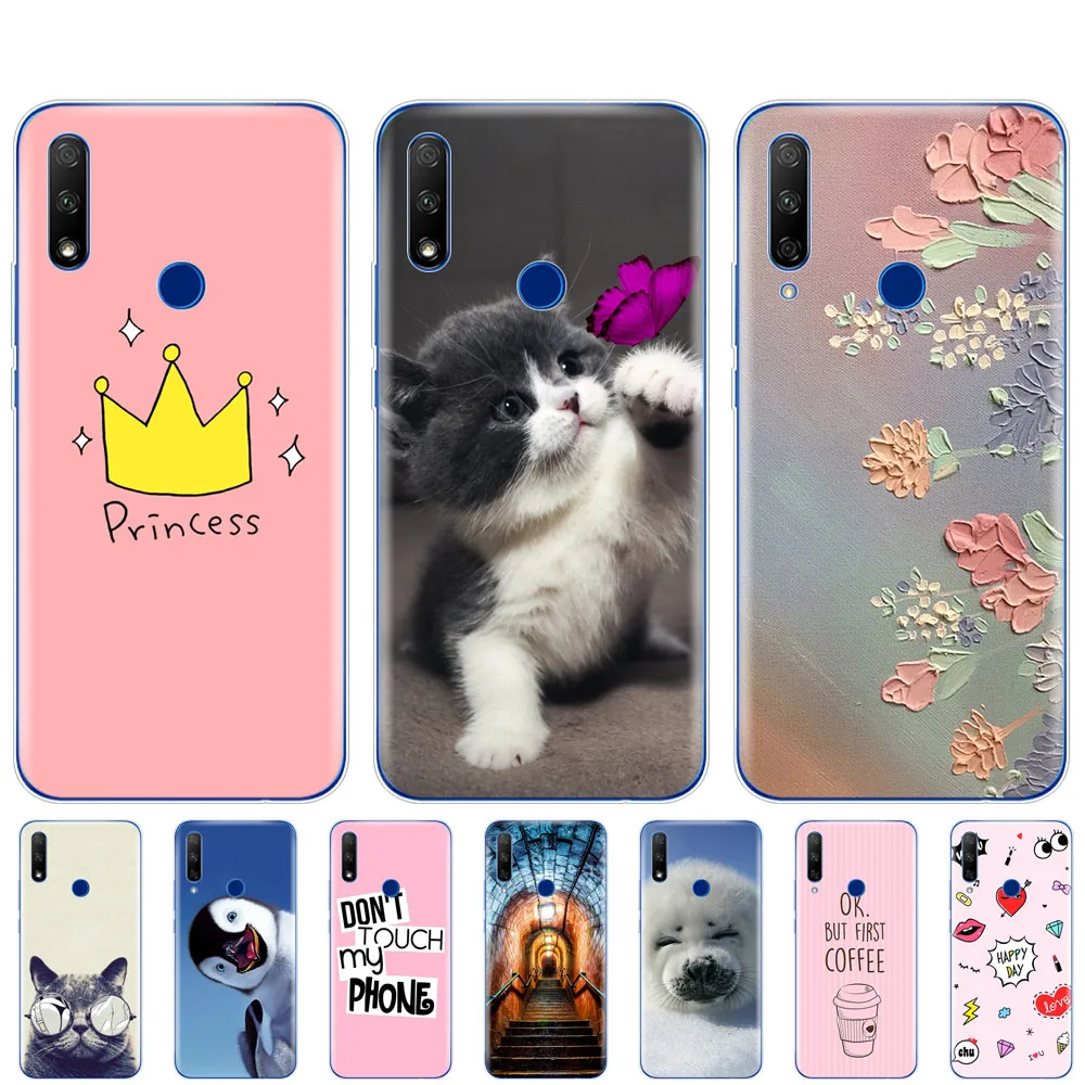 Чехол для honor 9x силиконовый мягкий чехол из ТПУ huawei premium с отверстием отпечатков