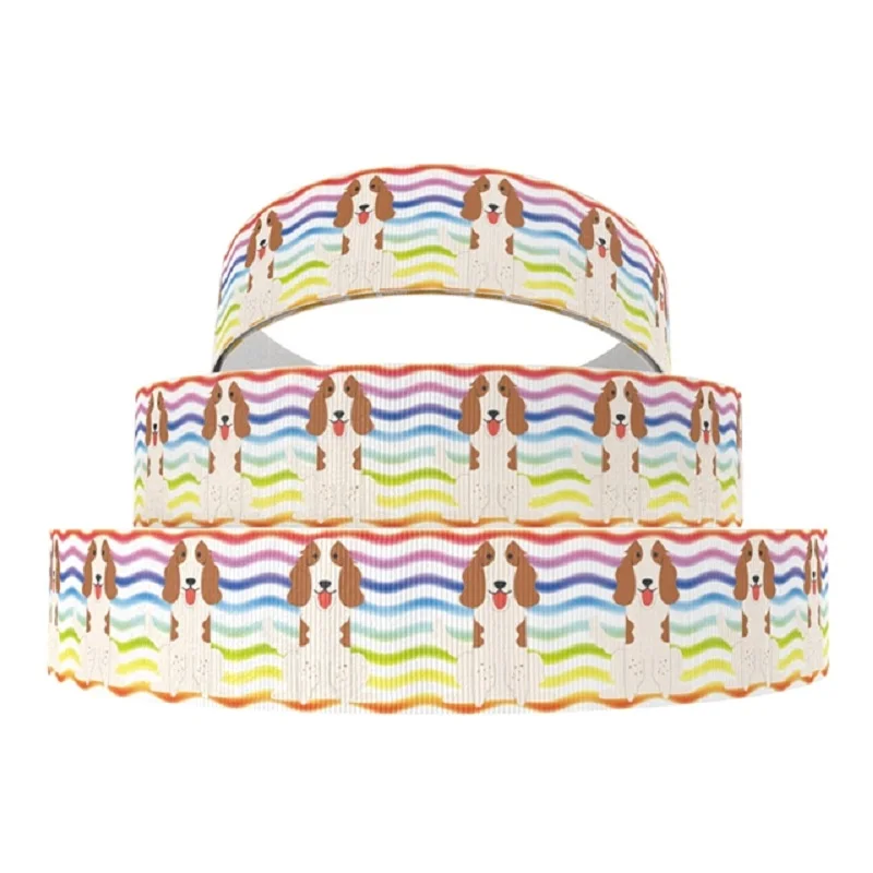 50 ярдов 7/8 &quot1&quot 1 5 &quot2&quot 3 &quot22 мм 25 38 75 милые собаки напечатаны grosgrain ленты для