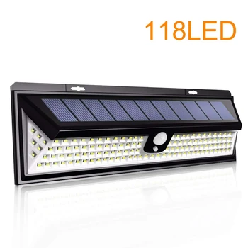 

118LED Solar Lights Outdoor 3 Modes Wireless Motion Sensor Light IP65 Waterproof Security Lights for Front Door Yard Garden Deck