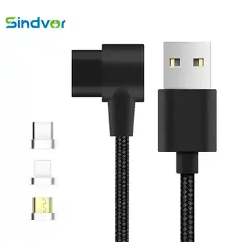 

90 Degree Magnetic Cable Micro USB Type C Cable Fast Charging Data Nylon USB Cable Magnet Charger Wire For iPhone 11 X xiaomi