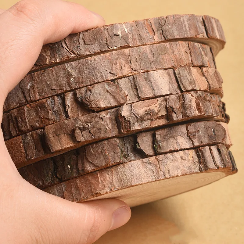2-16 см толщина 0,5-1,5 см круглые деревянные ломтики из натуральной сосны с корой дерева диски «сделай сам» ремесла роспись на рождественскую вечеринку