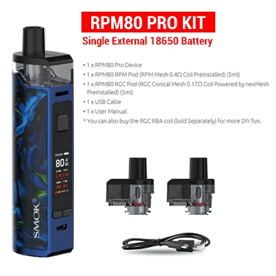 SMOK Vape RPM80 Pro комплект сигарет электронная сигарета стручка 5 мл картридж электронная сигарета испаритель RPM80 3000 мАч батарея VS RPM40 - Цвет: Fluid Blue Kit PRO