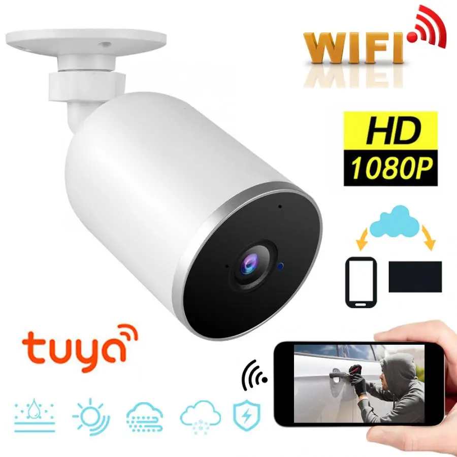

Tuya WiFi IP Camera 1080P IR Home Security Outdoor Two Way Audio 100-240V Security Camera