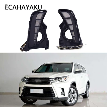 

ECAHAYAKU LED Daytime Running Light For Toyota Highlander 2018 Car Accessories Waterproof LED DRL Fog driving Lamps Decoration