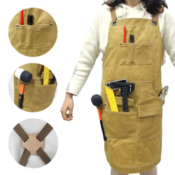 

Woodworking Garden Tool Apron Fireproof Oil Proof Waterproof Apron Canvas Oil Wax Thick Apron Durability Heat Safety Clothing