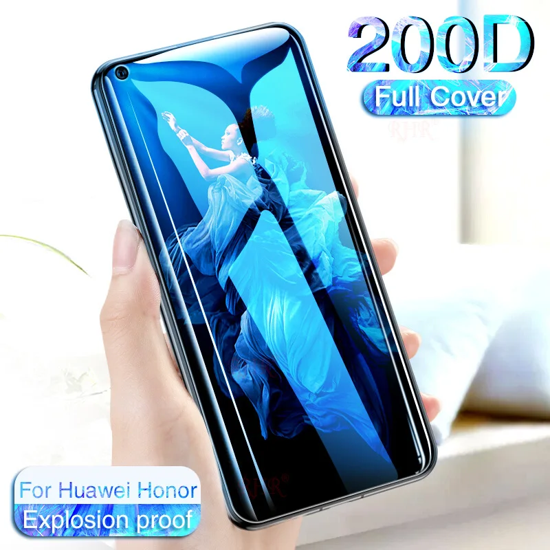 Закаленное стекло 200D с полным покрытием для Huawei Honor 20 Pro 8 9 10 lite 10i 8x9 V10 v20 Защитная
