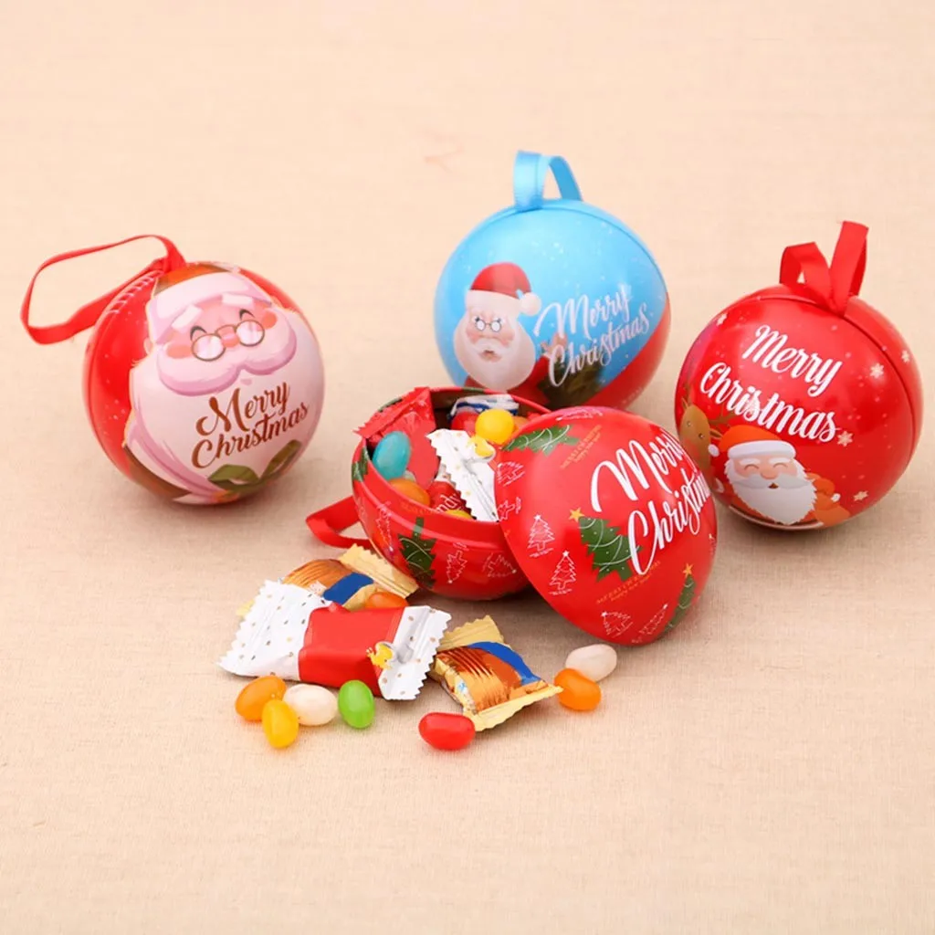 Рождественский Декор, подарочная жестяная коробка для конфет, детский Подарочный шар, Рождественский Санта-Клаус, снеговик, печатные запечатанные банки, упаковочные коробки# R5