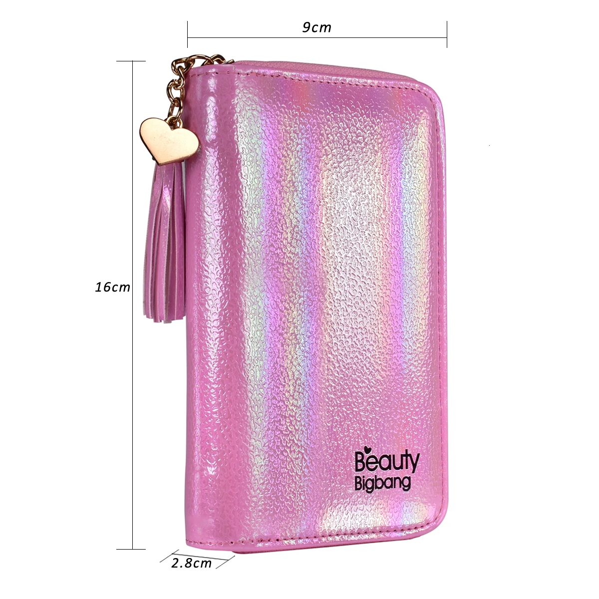 BEAUTYBIGBANG 9x16cm 24 Slots Pink Laser Nail Stamping Plate Organizer Bag Colorful PU Leather For Nail Art Template Case Box