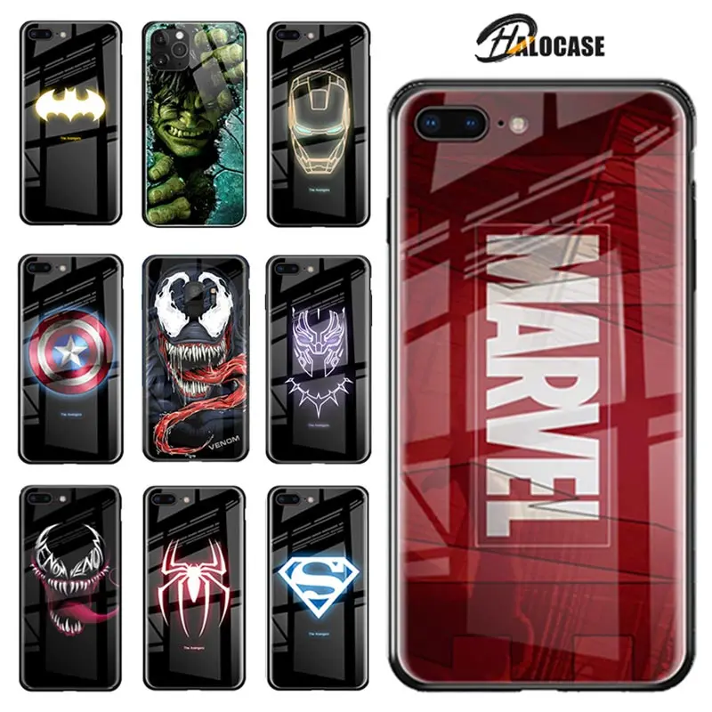 Luxury Marvel Luminous Tempered Glass Case For iPhone 11 Pro MAX XS MAX
XR 8 7 6 6s Plus X Samsung S8 S9 S10 Plus Note8 9 10 Pro