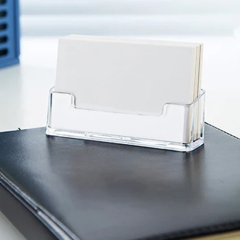 

6pcs/set Business Card Holder Clear Acrylic Desktop Office Business Card Display Stand Desk Shelf Storage Box Home Storage