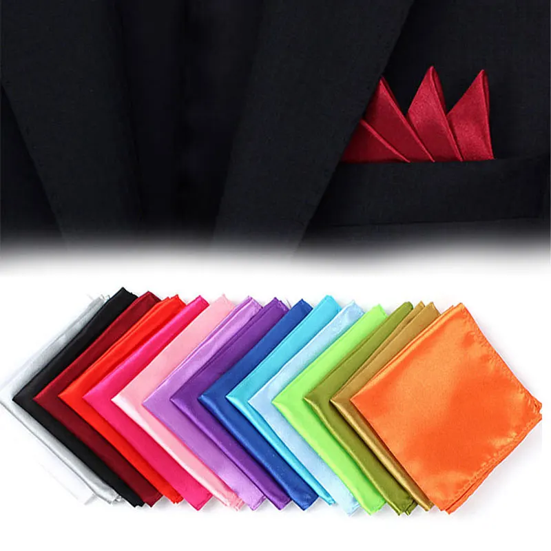 

Silk Texture Men'S Pocket Towel Chest Towel Handkerchief Banquet Gentleman New Solid Color Pattern Rayon Material Handkerchief