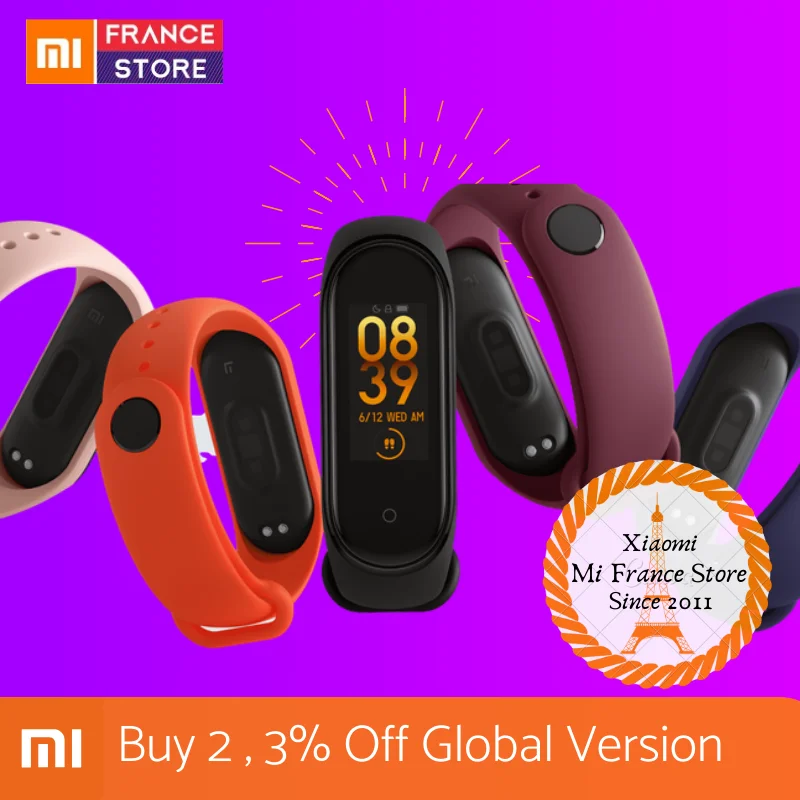 XIAOMI Mi BAND 4 Глобальная версия Смарт часы фитнес браслет трекер сердечного ритма