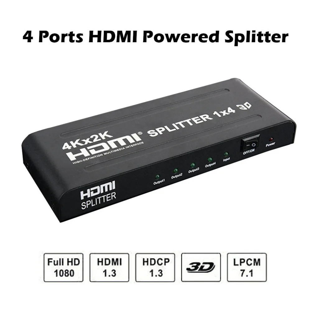 HDMI сплиттер с питанием 4 порта для Full HD 1080P и 3D Поддержка одного входного сигнала HDMI легко присваивается к 4 HDMI S18