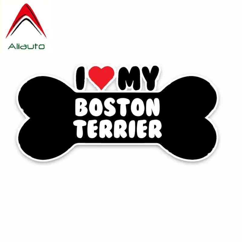 Aliauto креативные автомобильные стикеры I Heart My Boston Terrier Dog Bone PVC Светоотражающая