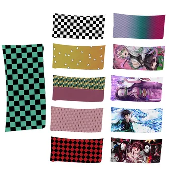 

35*75CM Anime Kimetsu No Yaiba Demon Slayer Kamado Tanjirou Props Pattern Bath Towel Beach Towel Superfine Fiber