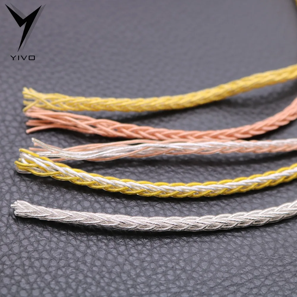HIFI OFC Plated Silver Gold Soft 3 8mm Diameter Headphone Earphone Extension Audio Wire Cord Aux Cable No Plug for Phone Car MP3