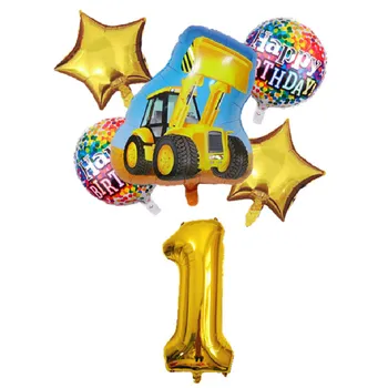 

Cartoon Excavator Car Balloons Car Foil Balloon 32inch Number Globos Children Boy Gifts Birthday Party Decorations Kids ball