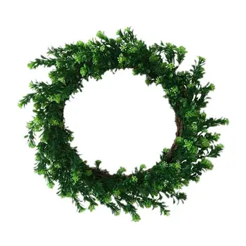 

Christmas Artificial Green Leaves Wreath for Front Door Home Wall Window Decor