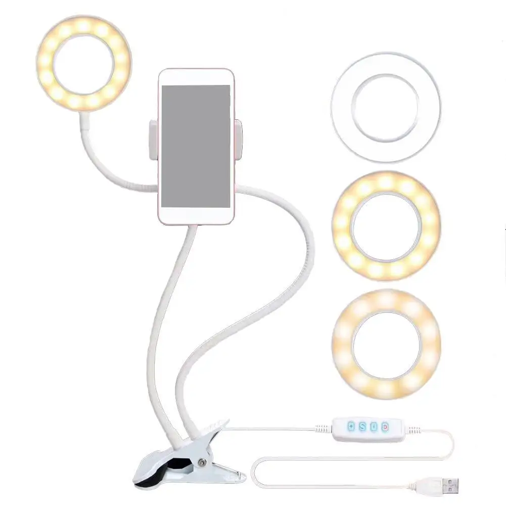 Фото селфи-студия светодиодный кольцевой светильник держатель для мобильного телефона лампа для Youtube Live Stream макияж камера лампа для iPhone