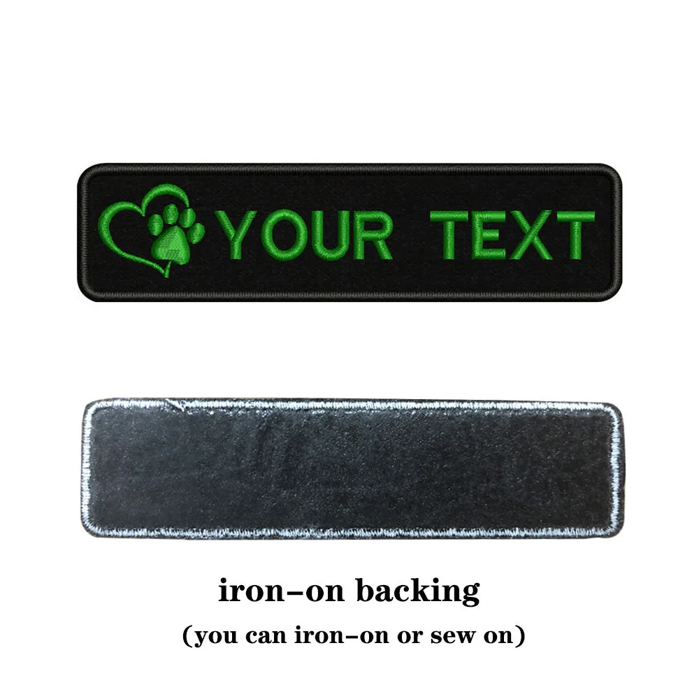 green-iron on Вышивка на заказ собака отпечаток имя заплатка с текстом 10 см* 2,5 см значок Утюг на или липучке Подложка для одежды брюки рюкзак шляпа - Цвет: green-iron on