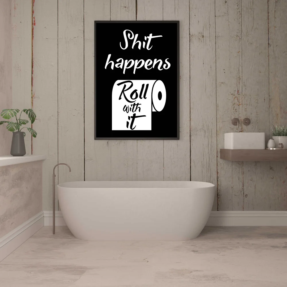 

Wash Your Hand Bath Room Quote Decorative Poster Prints Have Roll with It Canvas Painting Picture Wall Art Decor