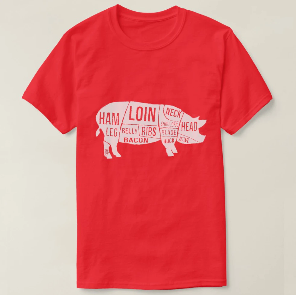 2019 Printed Men T Shirt Cotton Short Sleeve Distressed Pig Parts and Cuts T-Shirt Women tshirt |