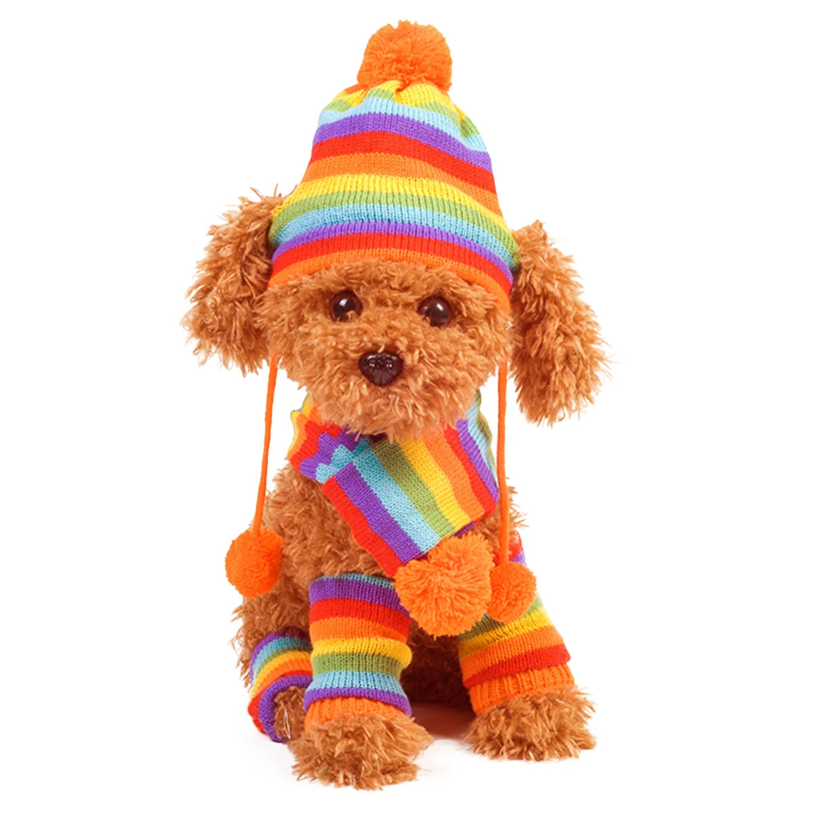 

Hat Pet Dog Puppy Winter Knitted Costume Set Cap Striped Hats Scarf Leg Warmer Dropshipping