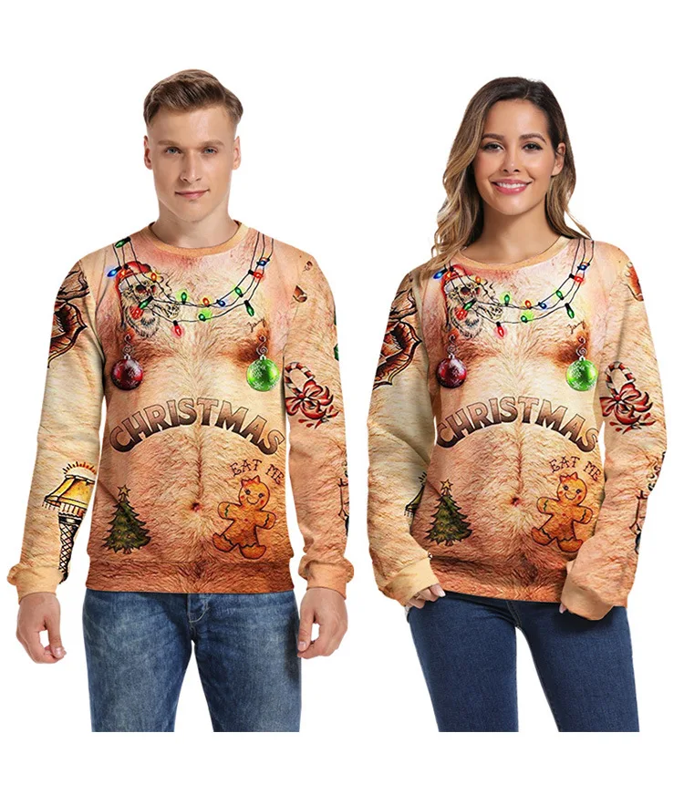 Уродливый Рождественский свитер, пуловер для мужчин и женщин, повседневный 3D графический принт, длинный рукав, толстовка, унисекс, Осень-зима, свитера, топы(1 шт - Цвет: Size F