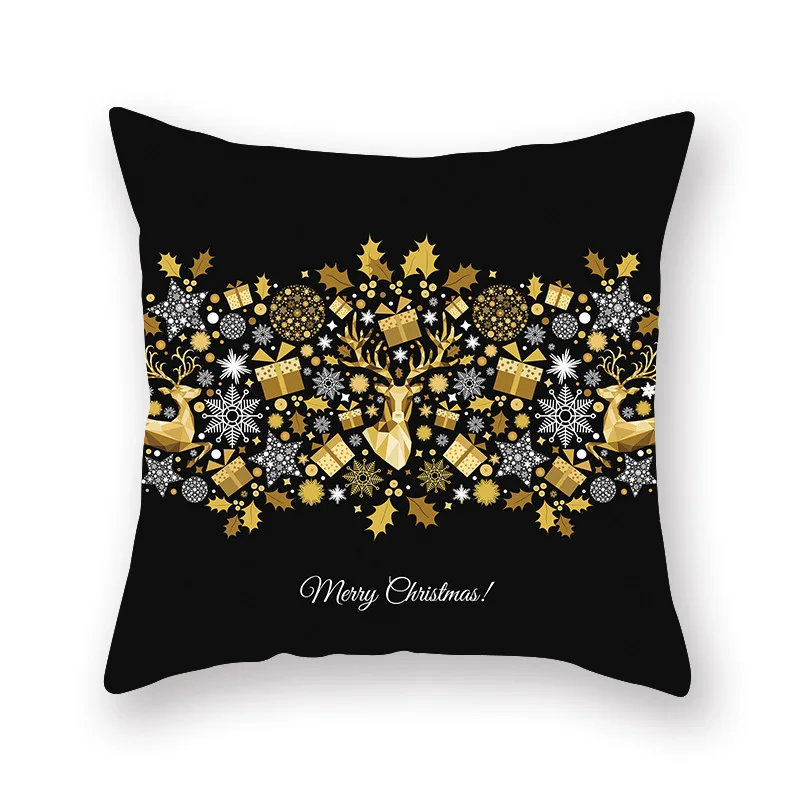 8 Leeiu Gold Black Elk Merry Christmas Decoration For Home Christmas Snowflake Pillow Case Navidad Xmas Gifts - Цвет: 8