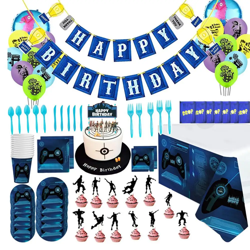 

Video Games Theme Birthday Supplies Game Disposable Tableware Set Cup Plate Happy Bithday Party Decor Kids Boy Birthday Supplies