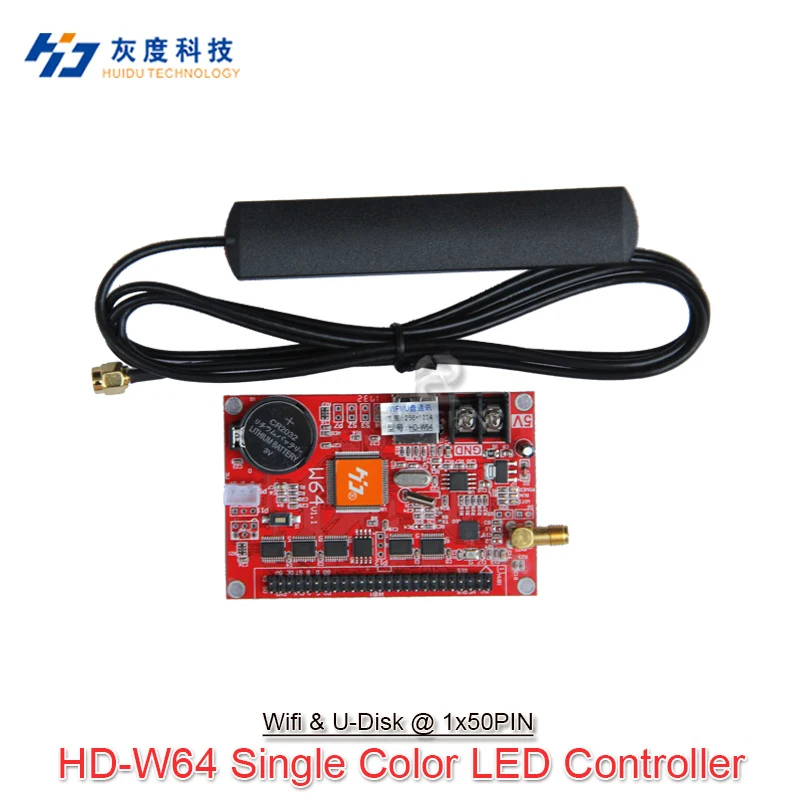 w64 HD-W64 (old version w42 HD-W42) usb and wifi wireless single dual color p10 led display module control card | Освещение