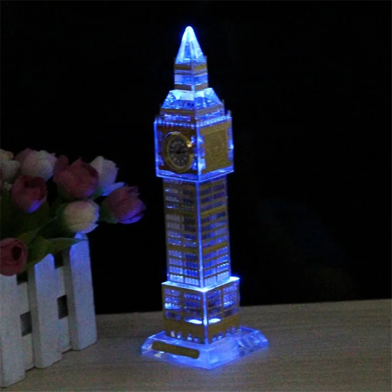 Colorful Crystal Night Light London England Big Ben Clock Decorations Ornament Luminaria Table Lamp Decor Craft Lighting | Лампы и
