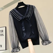 Knit Sweater Shirt Women's 2020 Spring Black Sweater Pullover Jumper Ladies All-match Tops Blusas Femme Nancylim Knit Sweater Shirt Women's 2020 Spring Black Sweater Pullover Jumper Ladies All-match Tops Blusas Femme Nancylim