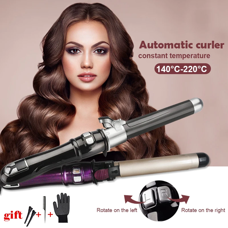 Q8 Hair Curler 360 Degree Automatic Rotation 25mm 28mm 32mm Black Gold