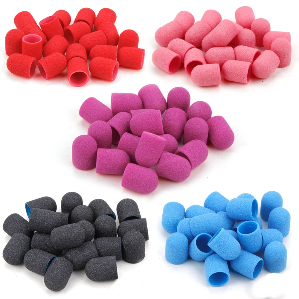 Manicure Tools 20pcs Nail Sanding Caps Rubber Cutter Art Sanding Bands